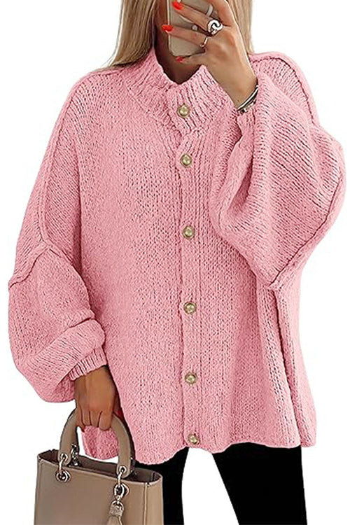 Karleedress Button Up Balloon Sleeves Sweater Cardigan