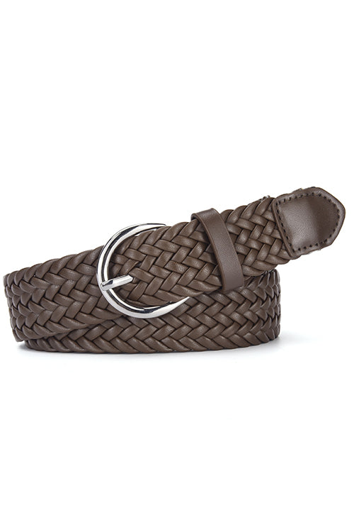 Karleedress Faux Leather Metal Buckle Adjustable Braided Belt