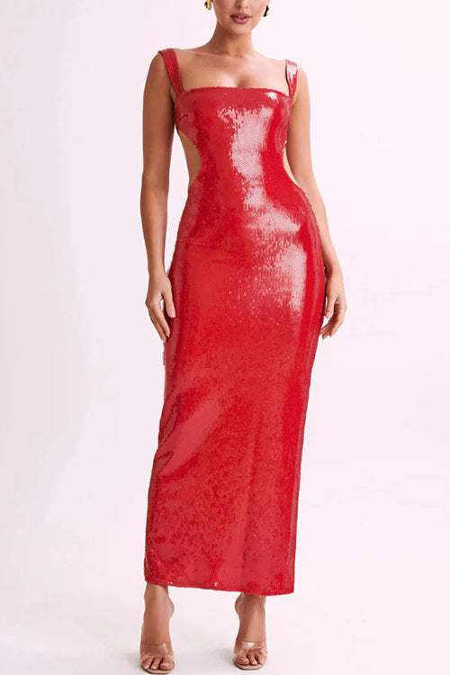 Karleedress Sleeveless Open Back Sequin Bodycon Maxi Party Dress