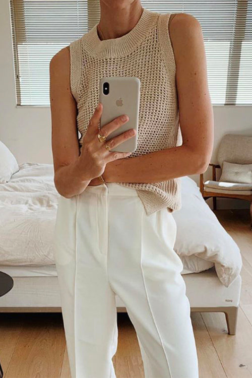 Karleedress Crewneck Hollow Out Sleeveless Top