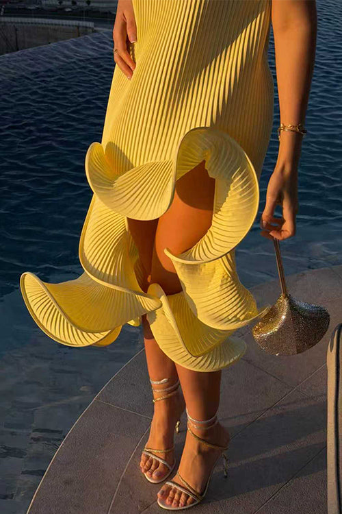 Karleedress Sleeveless Irregular Ruffle Hem Midi Dress