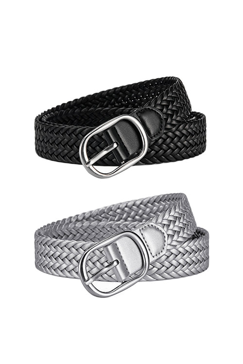 Karleedress Faux Leather Metal Buckle Adjustable Braided Belt