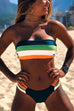 Karleedress Rainbow Striped Tube Top Bandeau Bikini Set