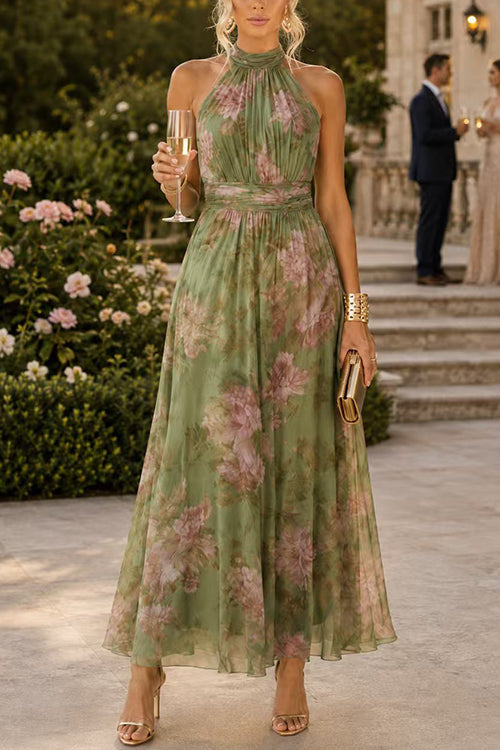Karleedress Sleeveless High Waist Floral Print Maxi Dress