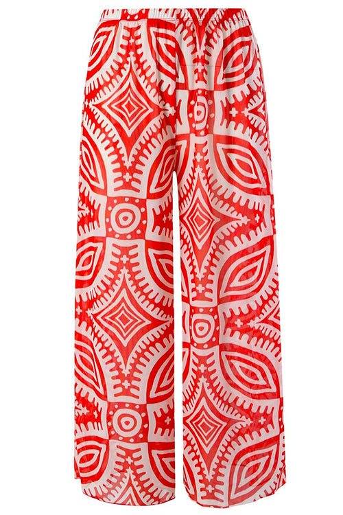 Karleedress Printed One Shoulder Tummy Control Swimsuit and Wide Leg Cover Up Pants Set