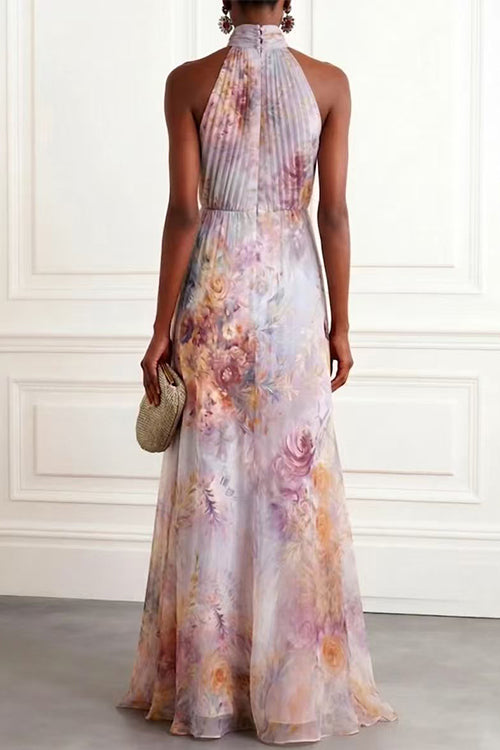 Karleedress Sleeveless High Waist Floral Print Maxi Dress