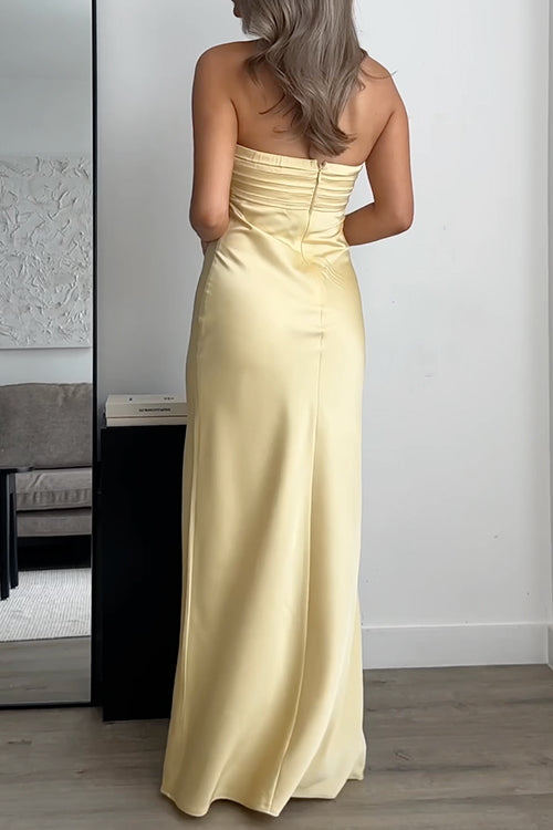 Karleedress Strapless Tube Satin Maxi Dress
