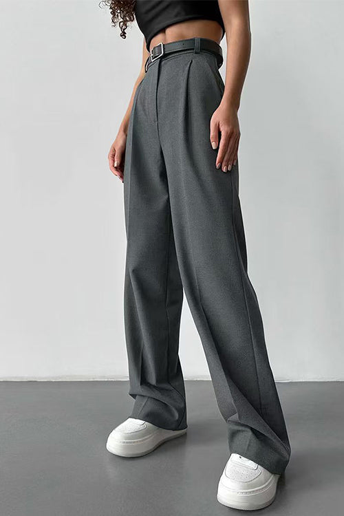 Karleedress High Rise Pocketed Straight Leg Suit Pants