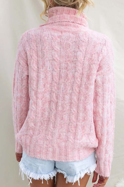 Turtleneck Casual Cable Knit Pullover Sweater