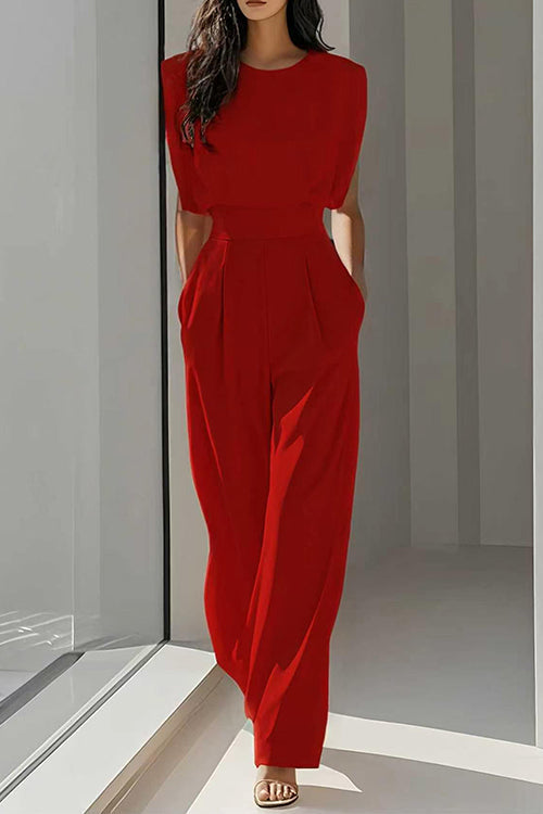 Karleedress Round Neck Sleeveless High Waist Wide Leg Jumpsuit
