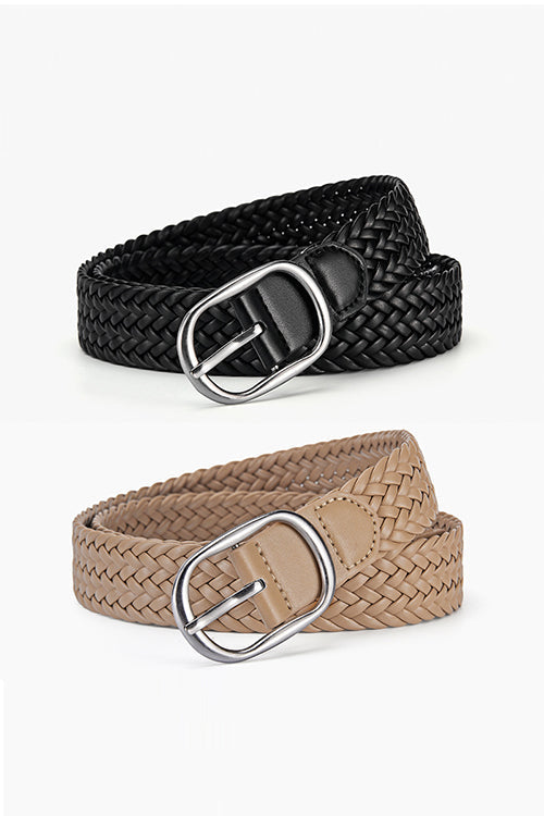 Karleedress Faux Leather Metal Buckle Adjustable Braided Belt