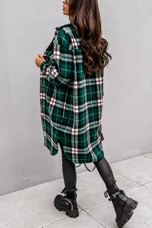 Karleedress Long Sleeves Button Up Plaid Casual Shacket Jacket