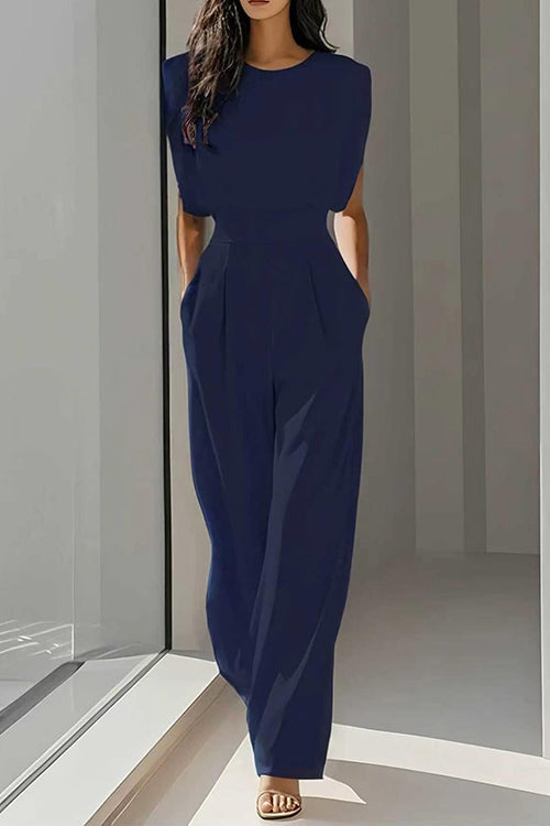 Karleedress Round Neck Sleeveless High Waist Wide Leg Jumpsuit