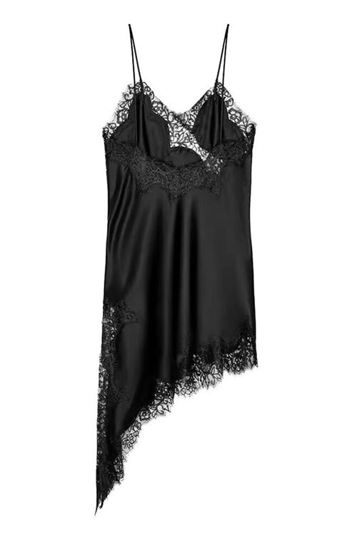 Karleedress Spaghetti Strap Lace V Neck Irregular Hem Mini Dress