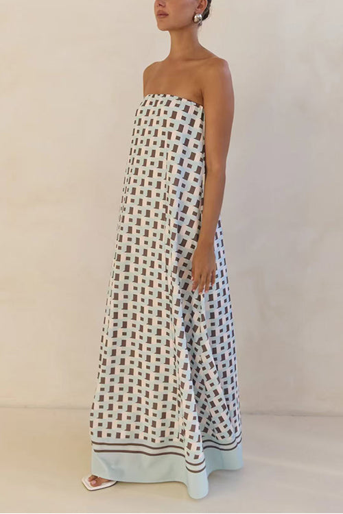 Karleedress Strapless Color Block Loose Fit Maxi Dress
