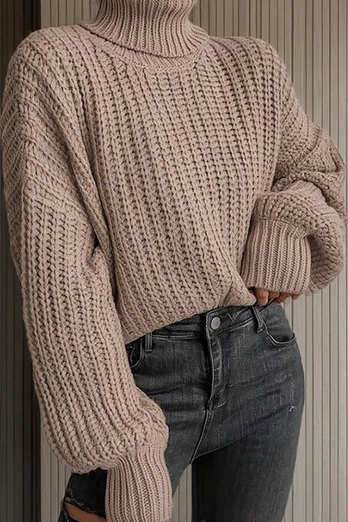 Karleedress Turtleneck Drop Shoulder Comfy Pullover Sweater