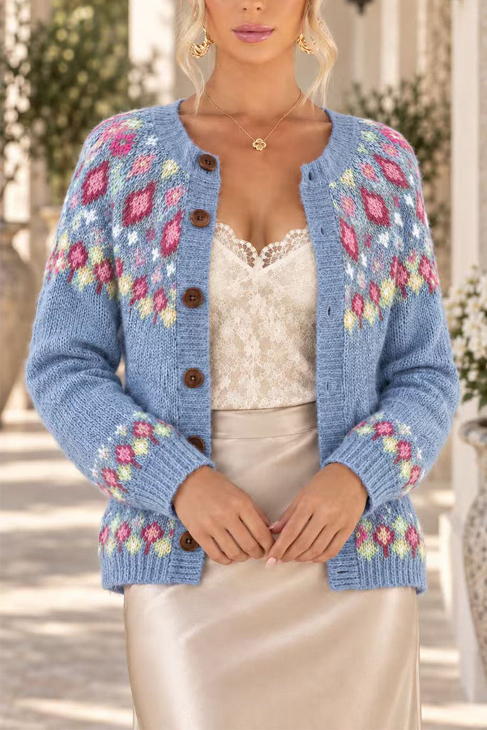 Karleedress Button Down Printed Sweater Cardigan