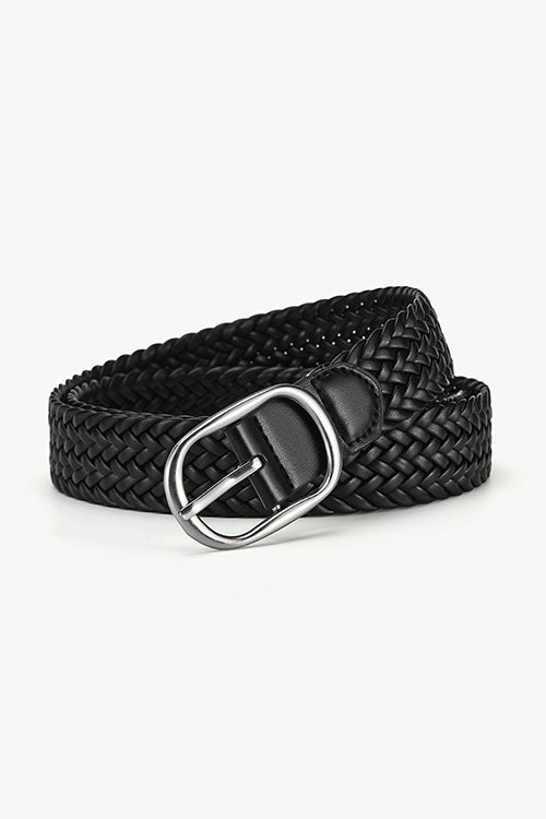 Karleedress Faux Leather Metal Buckle Adjustable Braided Belt