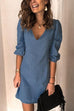 Karleedress V Neck Elastic Cuff Sleeve Dress(5 Colors Available)