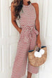 Karleedress Striped Bow-Knot Wide Leg Rompers