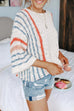 Karleedress 3/4 Sleeve Striped Pullover Sweater