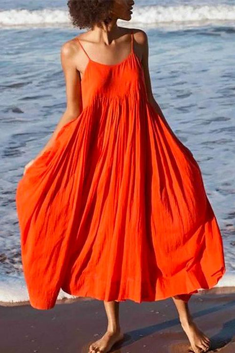 Karleedress  Bohemia Solid Swing Cami Beach Dress
