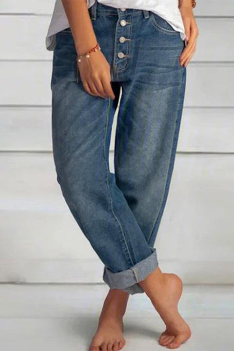 Karleedress Button Down Cuff Straight Leg Jeans