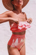 KD Stripes Ruffle Bandeau Bikini Set