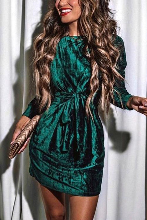 Karleedress Long Sleeves Velvet Holiday Dress(in 4 Colors)