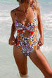 Karleedress Twist Front Cut Out Floral One Piece Swimsuit