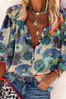 Karleedress Floral Printed Bubble Sleeve Blouse Shirt
