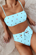 KD Heart Printed Tie Waist Two Pieces Swimsuit
