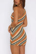 Karleedress One Shoulder Sleeveless Color Block Crochet Mini Dress