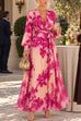 Karleedress V-Neck Long Sleeve Floral Print Maxi Dress