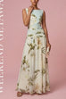 Karleedress Boat Neck Sleeveless Floral Print A-line Maxi Dress