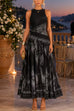 Karleedress Crewneck Sleeveless Printed Flowy Maxi Dress