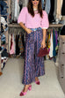 High Waist Paisley Print Pocketed Wide Leg Pants