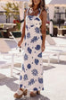 Bow Shoulder Sleeveless Seashell Print Maxi Dress