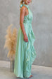 Halter Neck Ruffle Flowy Maxi Dress