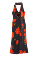 Karleedress Cowl Neck Backless Floral Print Maxi Dress with Scarf