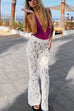 Karleedress Elastic Waist Bell Bottoms Lace Hollow Out Pants