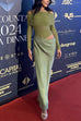 Karleedress Off Shoulder Long Sleeves Mesh Splice Maxi Dress