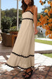 Karleedress Spaghetti Strap Ric Rac Trim Swing Maxi Dress
