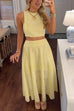 Karleedress Sleeveless Crop Top and A-line Maxi Skirt Lace Set
