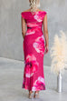 Off the Shoulder Floral Print Bodycon Maxi Dress