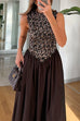 Karleedress Crewneck Sleeveless Glitter Sequin Splice Maxi Dress