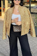 Karleedress Stand Collar Zip Up Pocketed Sequin Jacket