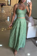 Karleedress Embroidery Crop Cami Top and Elastic Waist Swing Maxi Skirt Set
