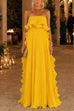 Karleedress Strapless Tube Ruffle Pleated Swing Maxi Dress