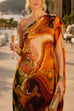 One Shoulder Valley Printed Maxi Dress